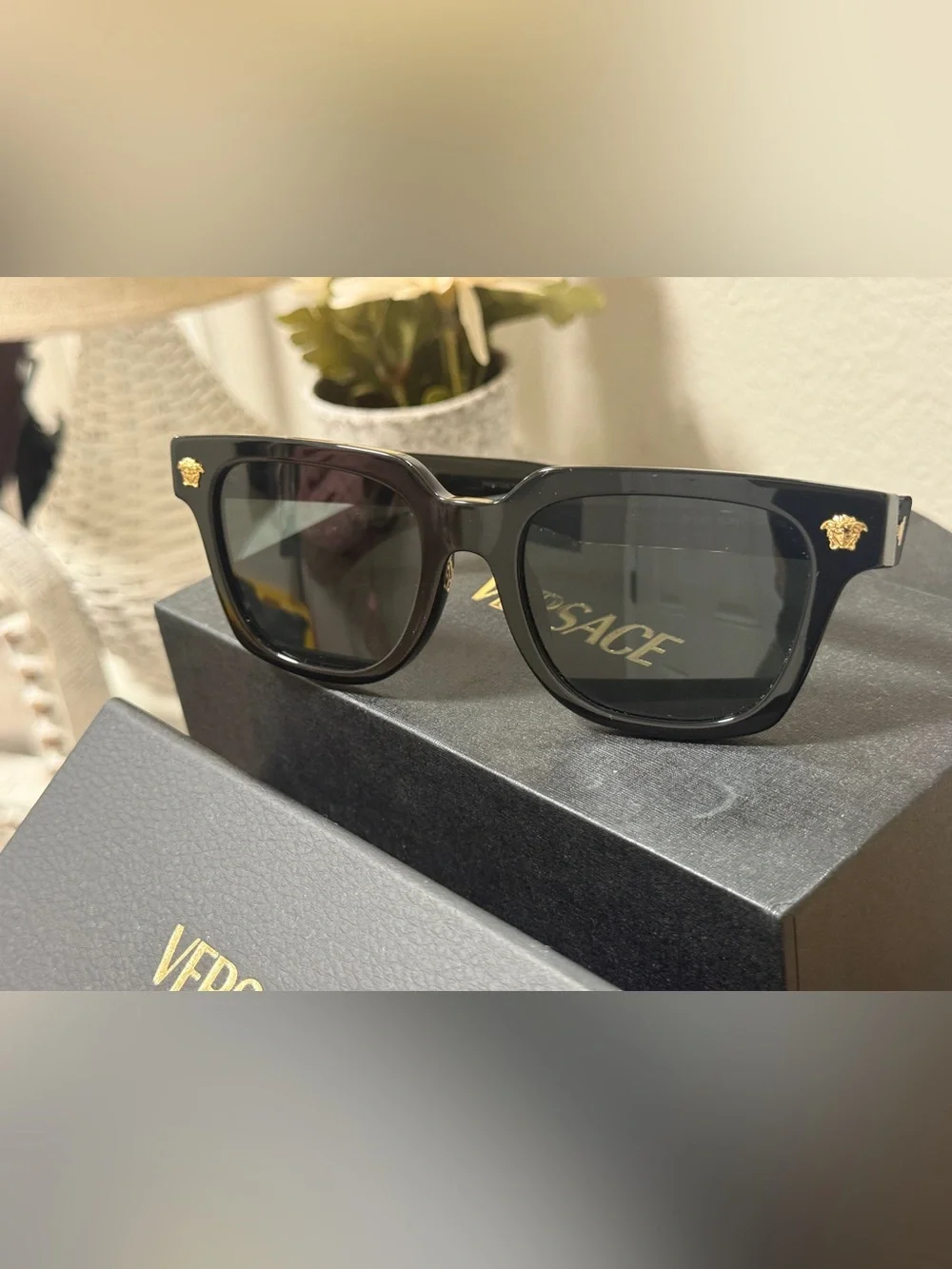 Versace Sunglasses with Gold Medusa Accents